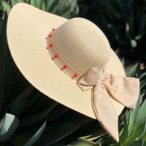 FAUX JEWEL WIDE BRIM SUN HAT